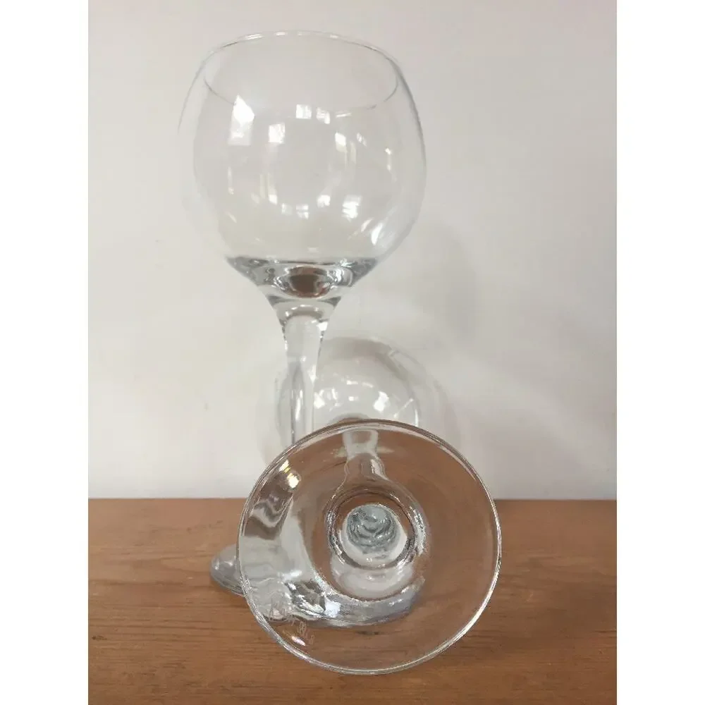 Pair 2 Vintage Bill Healy Signed Stemmed Red Wine Bucket Drinking Glasses Clear